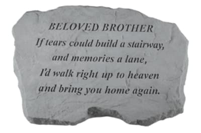 Memorial stone plaque with an engraved tribute to a brother
