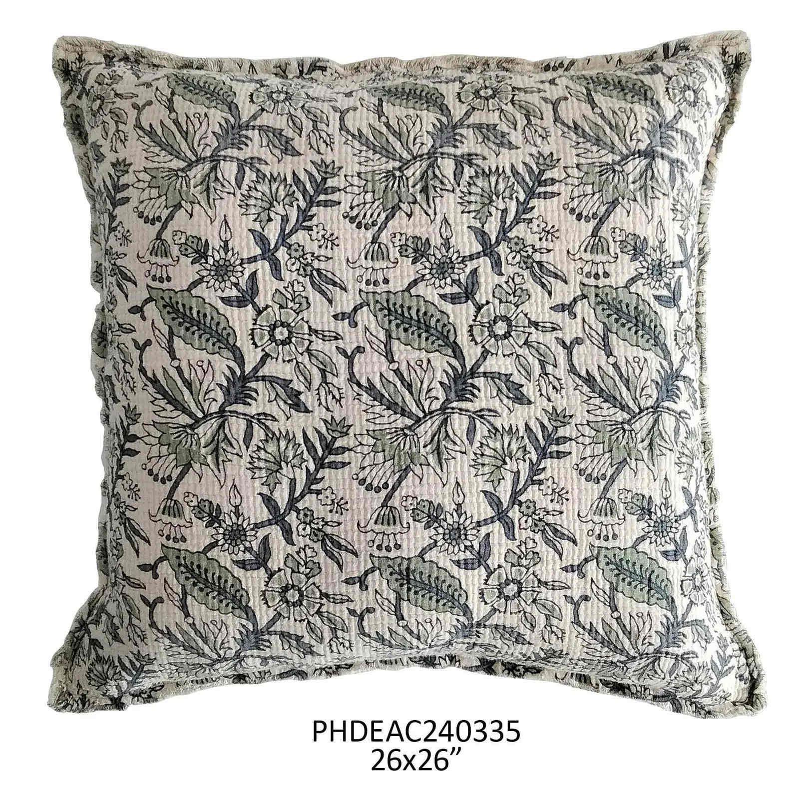 Cornflower Botanical Print Pillow - Size: Length 26" Width 26"