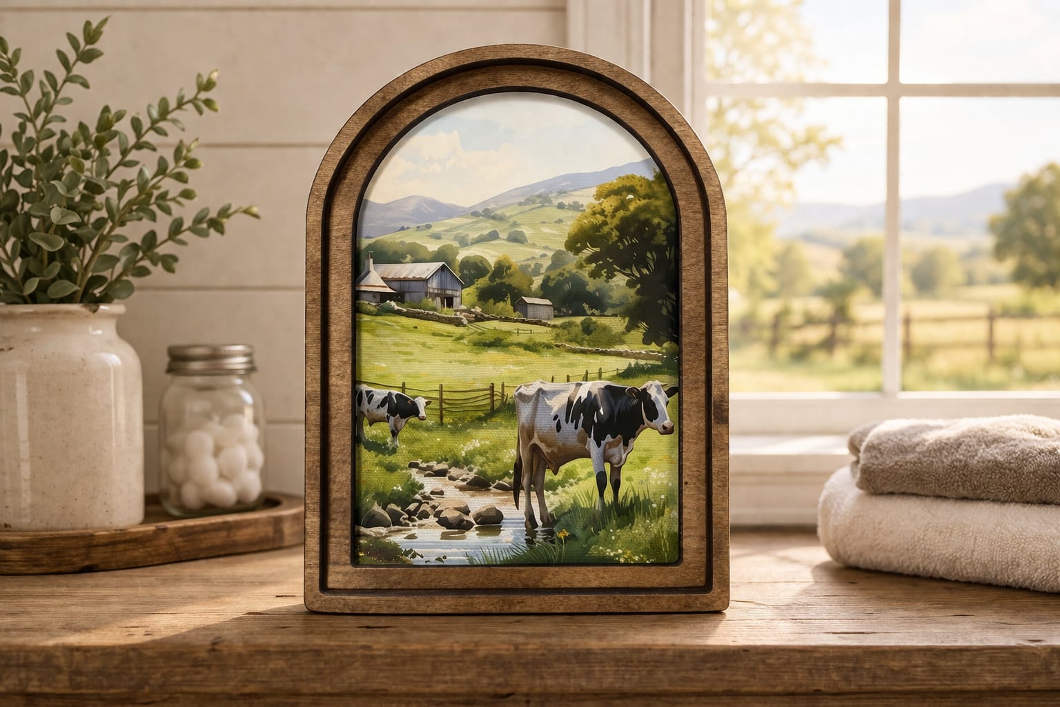 Dairy Framed Arch  - Unique canvas framed artwork.   6x8
