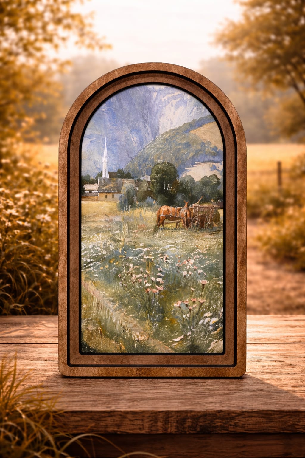 Blooming Meadow Framed Art  - Unique canvas framed artwork.   8.25x11 in.