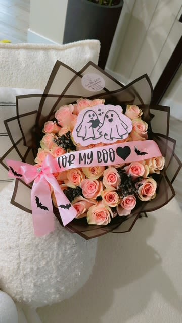 For My Boo Bouquet - Sweet, romantic, and a little spooky — this Halloween bouquet is designed to make your special someone smile. Featuring soft roses and playful ghost and bat decorations, it’s the perfect mix of cute and creepy for your favorite boo. 