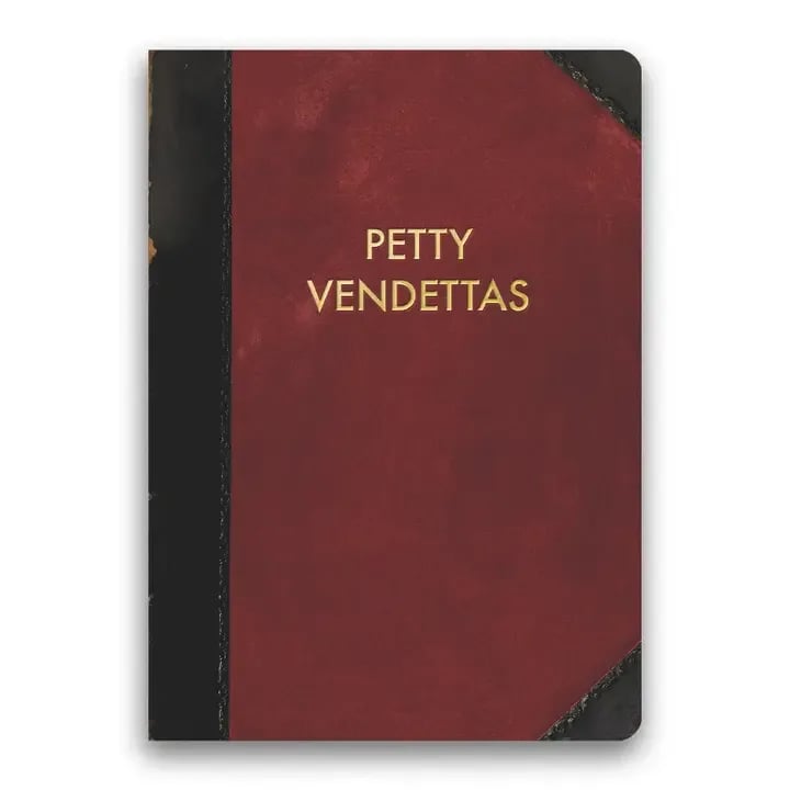 Petty Vendettas Journal - Medium - 120 pages. Stylish gold foil stamped 300 gsm uncoated card stock cover. Interior: Alternating Dot Grid/Ruled.  5 x 7 inches.