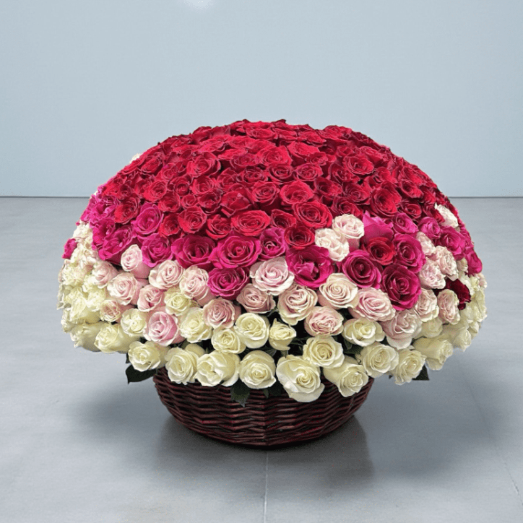 250 Roses Grand Basket - Elevate your flower gift with a basket of 250 premium roses!