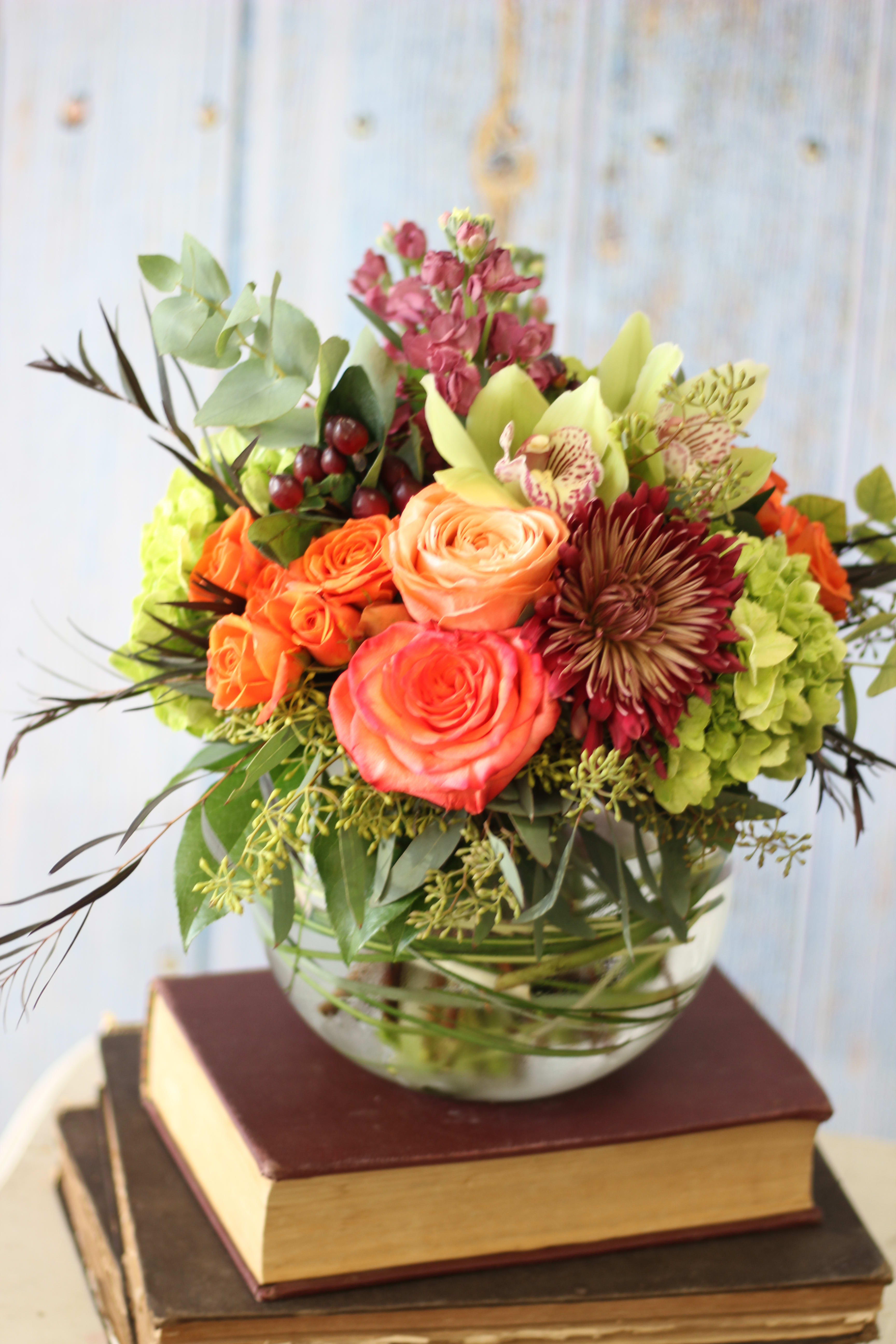 A Perfect Autumn Nabanna - This sophisticated combination of seasonal blooms including roses, orchids, hypericum berry, hydrangea and eucalyptus is a fabulous way to say thank you or thinking of you in this season of giving. 
