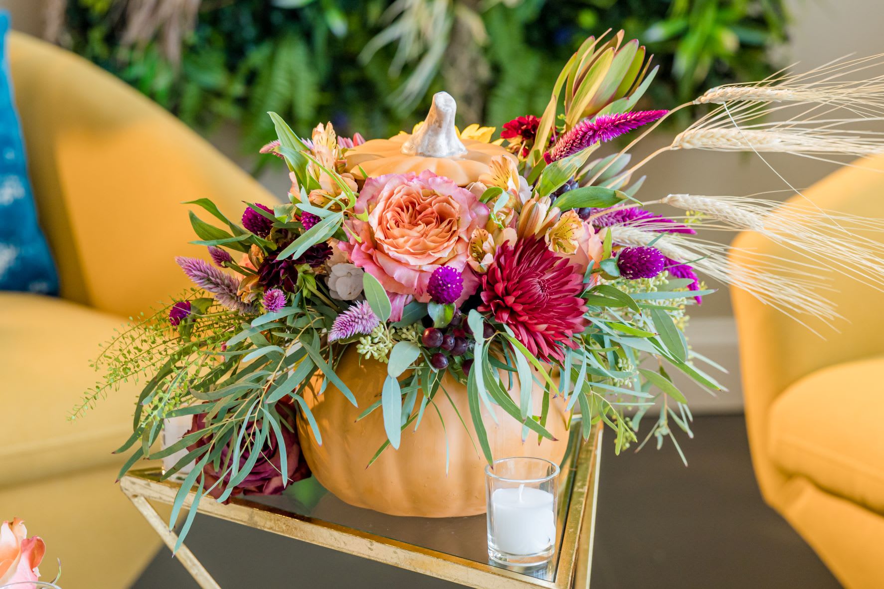 Pumpkin Patch - Allow the spirit of Thanksgiving to take shape in this pumpkin inspired ceramic vessel filled with the season's freshest blooms! 