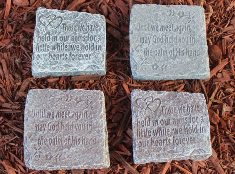 Concrete Memorial Rocks - This listing is for 1 of the memorial rocks. Rocks come with 2 different sayings, “Those we have held…”, and “Until we meet again…”  Please indicate in "Special Instructions" which rock your would like, or call us direct.