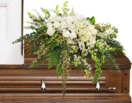 GARDEN ELEGANCE CASKET SPRAY FUNERAL FLOWERS - GARDEN ELEGANCE CASKET SPRAY FUNERAL FLOWERS