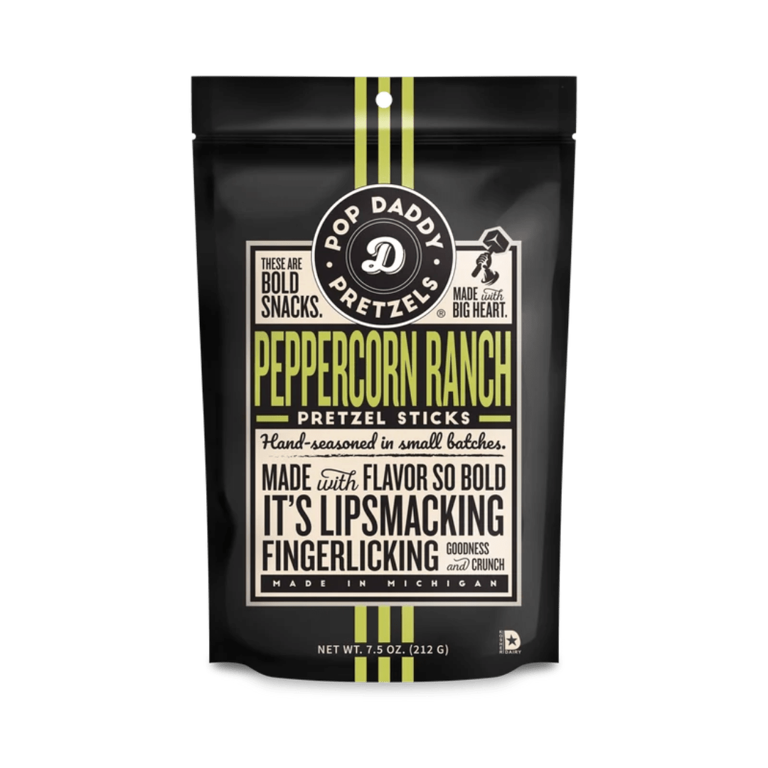 Bag of Pop Daddy Pretzels peppercorn ranch pretzel sticks