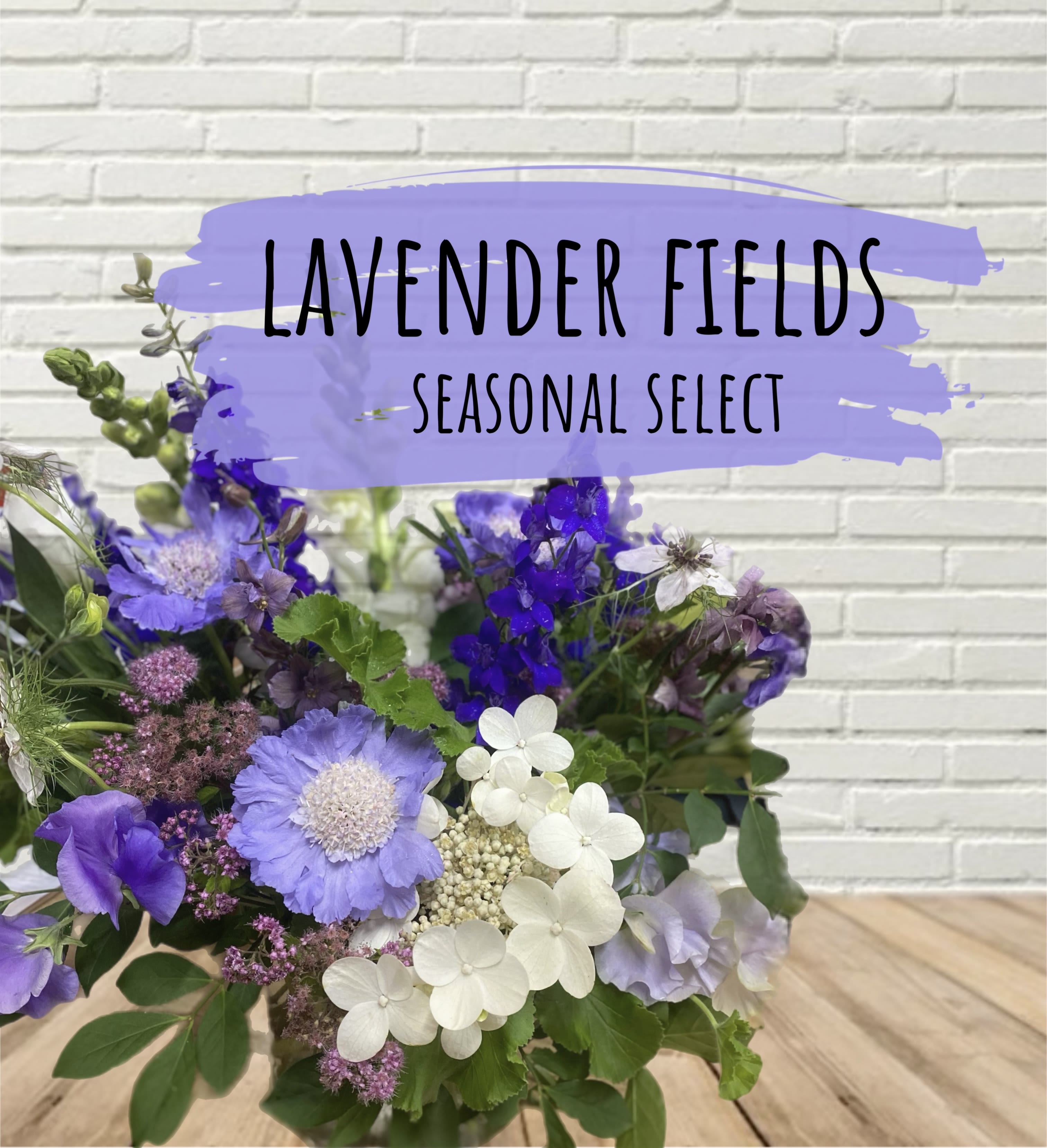 Lavender and white mixed bouquet with assorted blooms