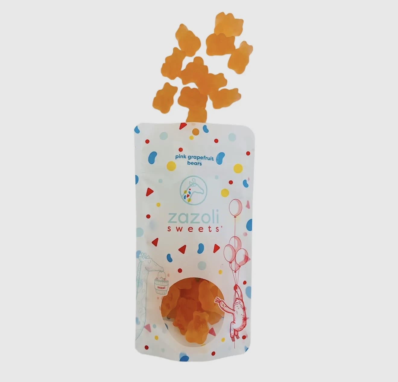 Pink Grapefruit Gummi Bears - Pink Grapefruit Gummi Bears  In the perfect shade of pink, these gummies perfectly balance the sweet and tart flavors of ripe grapefruit, bringing you the most delicious Pink Grapefruit Gummi Bear from Albanese Confectionary.  Net Wt. 4 oz.  