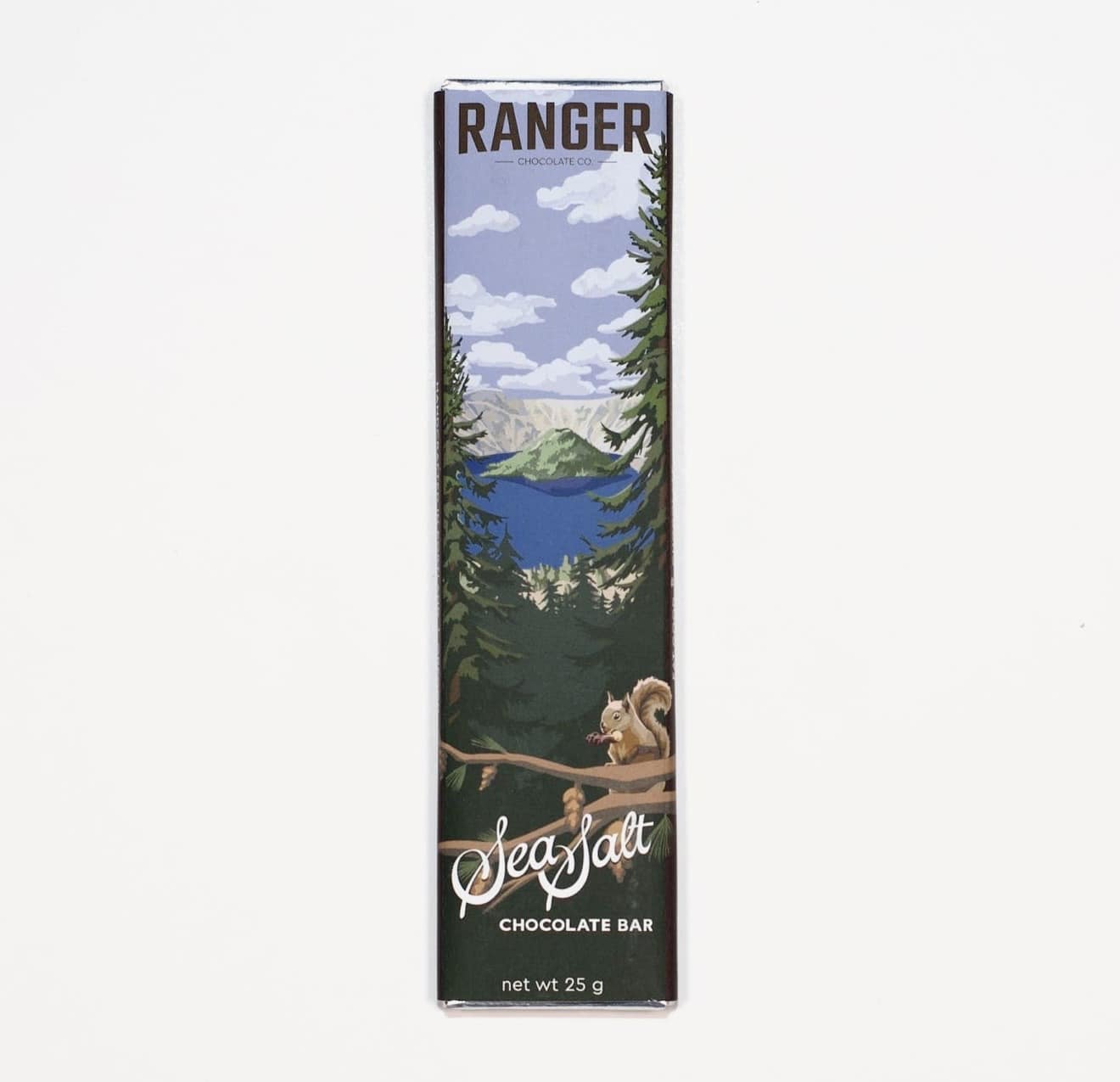 Sea Salt chocolate bar in a tall illustrated wrapper