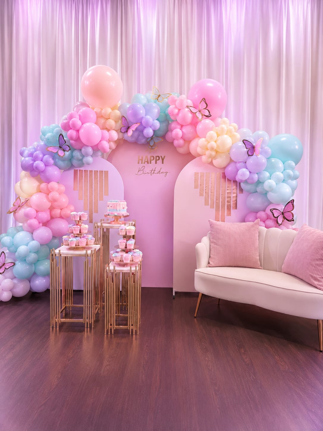 Deluxe Package - Pricing includes up to three standard balloon colors. Specialty, premium, or custom colors are available for an additional charge and may differ slightly from those shown in photos.   The client is responsible for the removal and disposal of all balloons and décor materials following the event.   Outdoor Installations:  Balloons displayed outdoors are exposed to weather and environmental conditions that may cause them to fade, oxidize, discolor, deflate, or burst. Cody's Floral Design is not responsible for any changes in appearance or damage resulting from exposure to heat, sunlight, wind, rain, or other environmental factors once the installation is complete.  Please note: Labor and delivery fees are separate from the package price. Labor costs are determined by the package selected, while delivery fees are calculated based on the location of your event venue.  