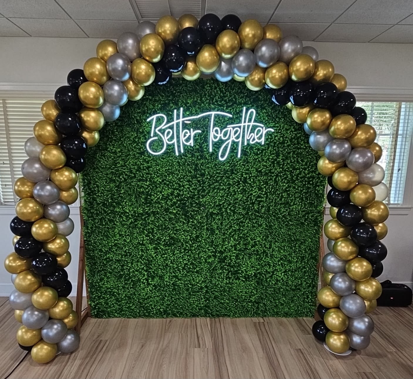 Balloon Arch - Pricing includes up to three standard balloon colors. Specialty, premium, or custom colors are available for an additional charge and may differ slightly from those shown in photos.  The client is responsible for the removal and disposal of all balloons and décor materials following the event.  Outdoor Installations: Balloons displayed outdoors are exposed to weather and environmental conditions that may cause them to fade, oxidize, discolor, deflate, or burst. Cody's Floral Design is not responsible for any changes in appearance or damage resulting from exposure to heat, sunlight, wind, rain, or other environmental factors once the installation is complete.  Please note: Labor and delivery fees are separate from the package price. Labor costs are determined by the package selected, while delivery fees are calculated based on the location of your event venue.