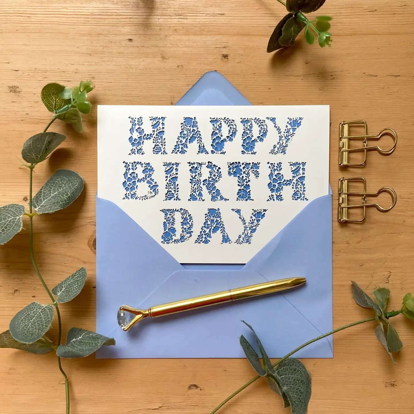 Floral Happy Birthday Card  - Larger than our usual card, this decorative floral card would be a great choice for a collective group of senders, as it has the space for many wishes. The design is originally hand drawn and is thus extra delicate and special.  