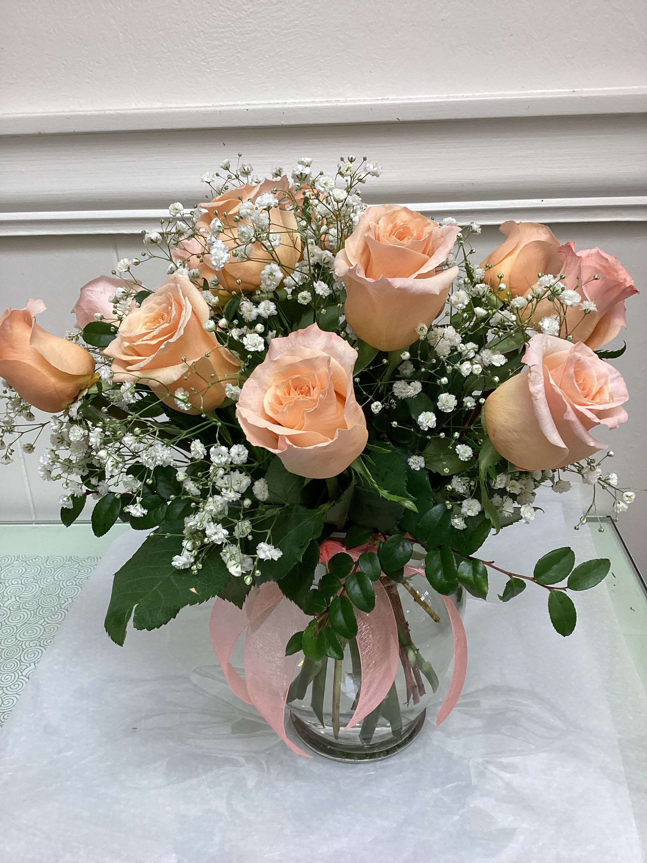 Almost Peach  - One dozen roses in an unusual soft peach/pink color. 