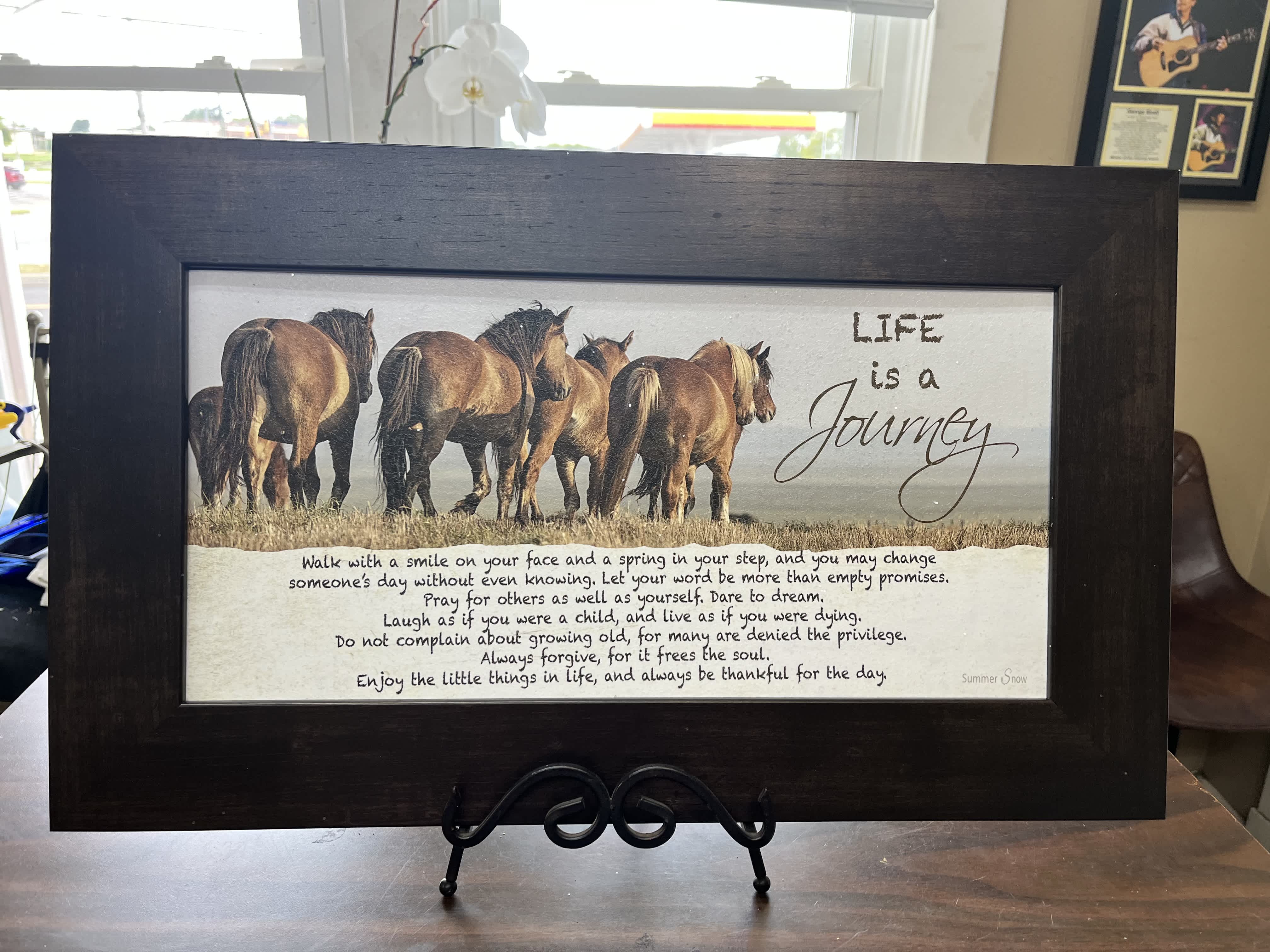 Framed wall art with horses and the words "Life is a Journey"