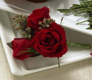FTD Red Spray Rose Boutonniere - The FTD Red Spray Rose Boutonniere has a fresh and modern look that  will set the tone for your wedding day. Featuring two red spray rose  blooms accented with seeded eucalyptus, this boutonniere is the perfect  choice to celebrate your day of love and commitment. Approx. 4âH x 3âW. 
