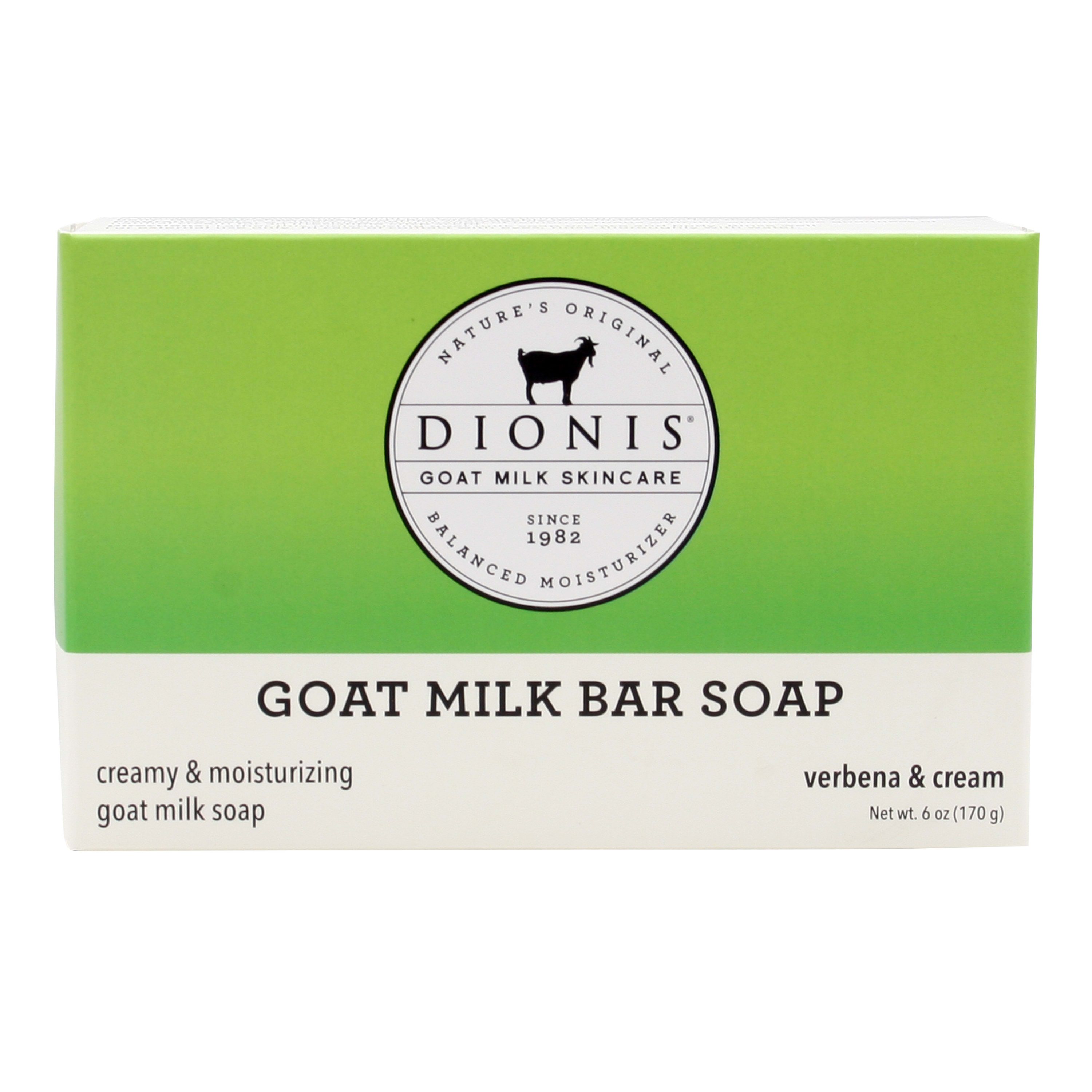 Dionis Verbena &amp; Cream Goat Milk Bar Soap - A 6oz bar soap with a refreshing combination of lemon verbena with the wholesome goodness of natural cream.