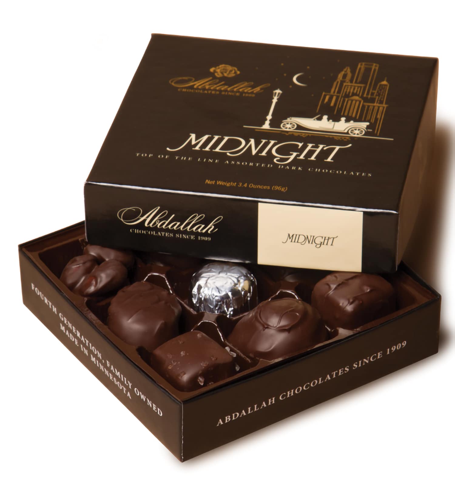 Abdallah Small Midnight Dark Chocolate - 3.4oz All Dark mixed Chocolates