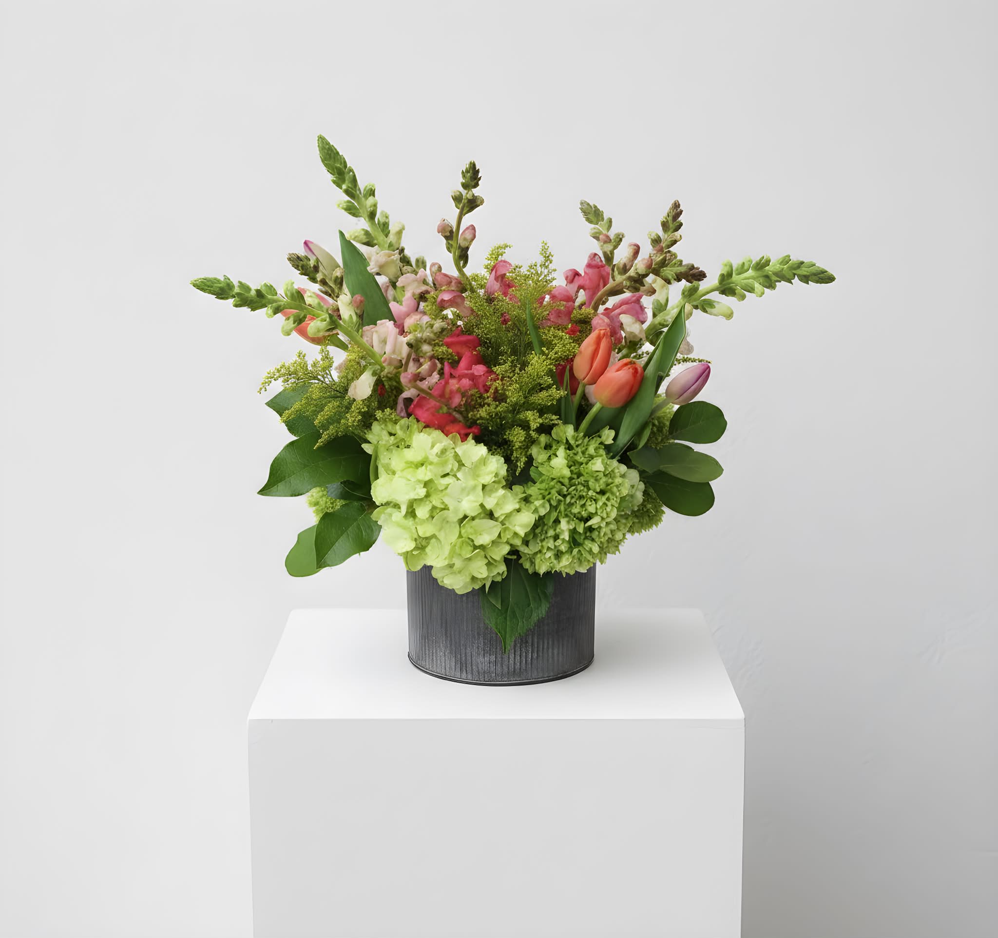 Dolores Park - This arrangement says warm summer nights, music in the park, and kids playing in the distance. A mixture of pinks, oranges and greens are the perfect pop of color and texture.