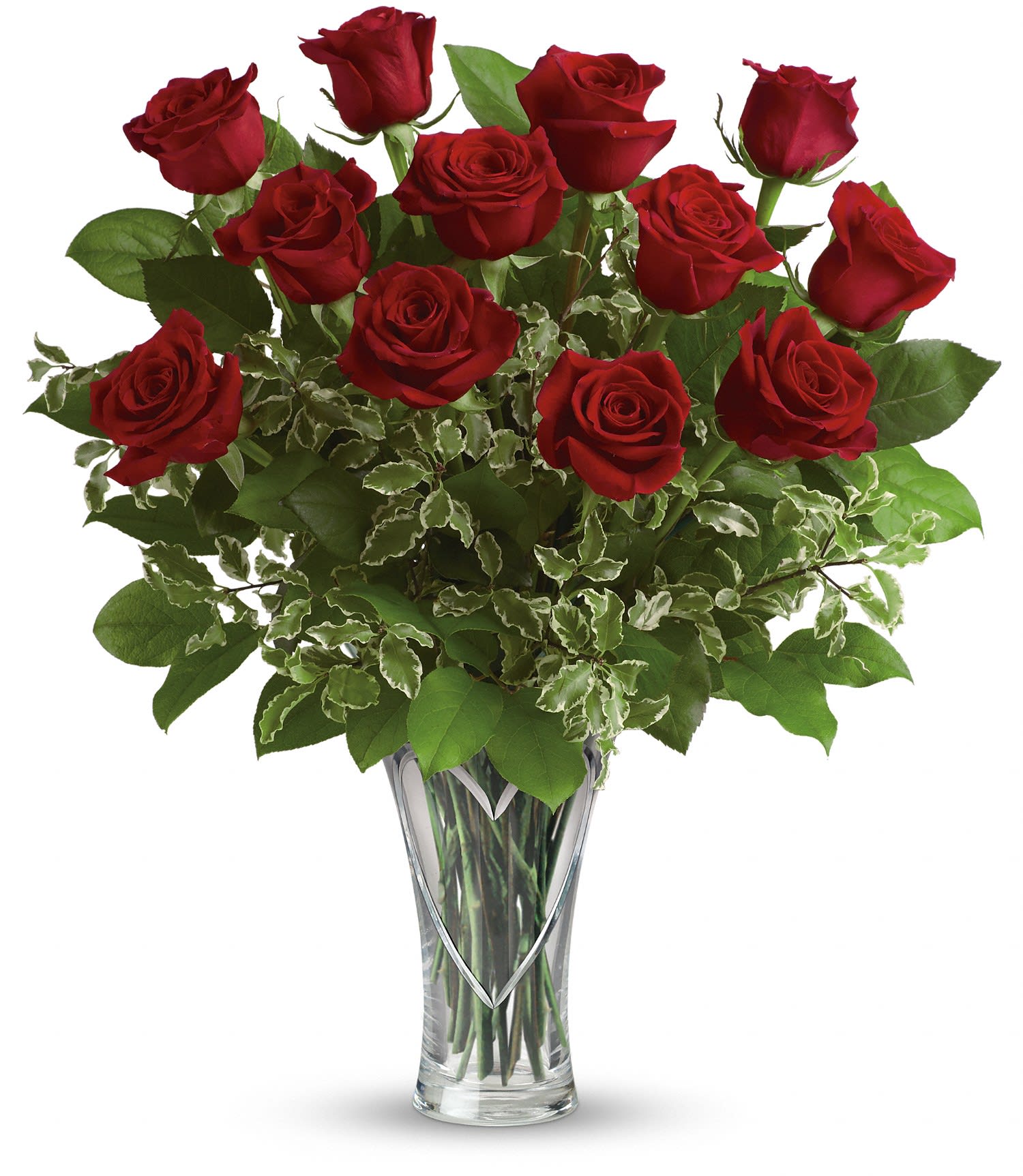You Have My Heart! - Romance 101! Classic red roses and fresh greens 