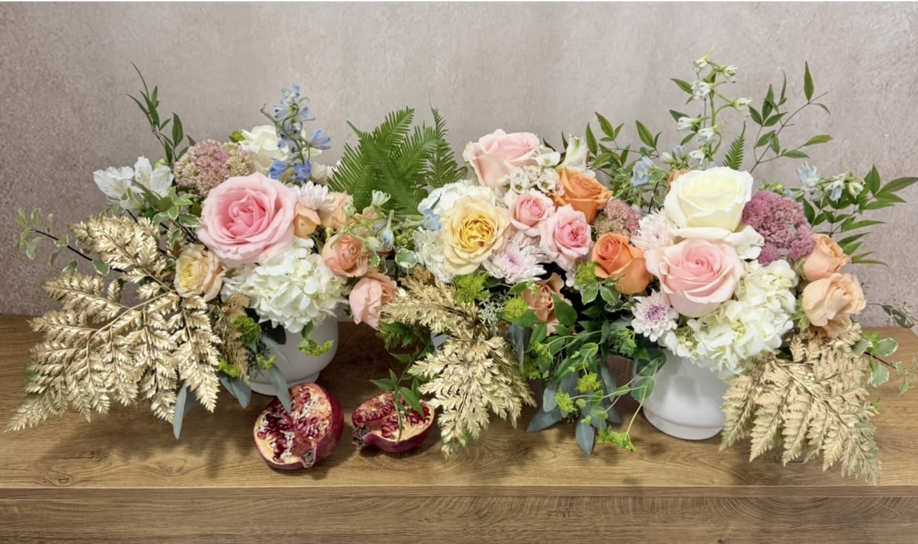 Rosh Hashanna Trio - Set of 3 small flower arrangements for your holiday table