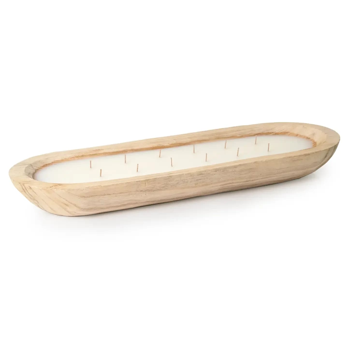 Long wooden candle holder with multiple wick openings