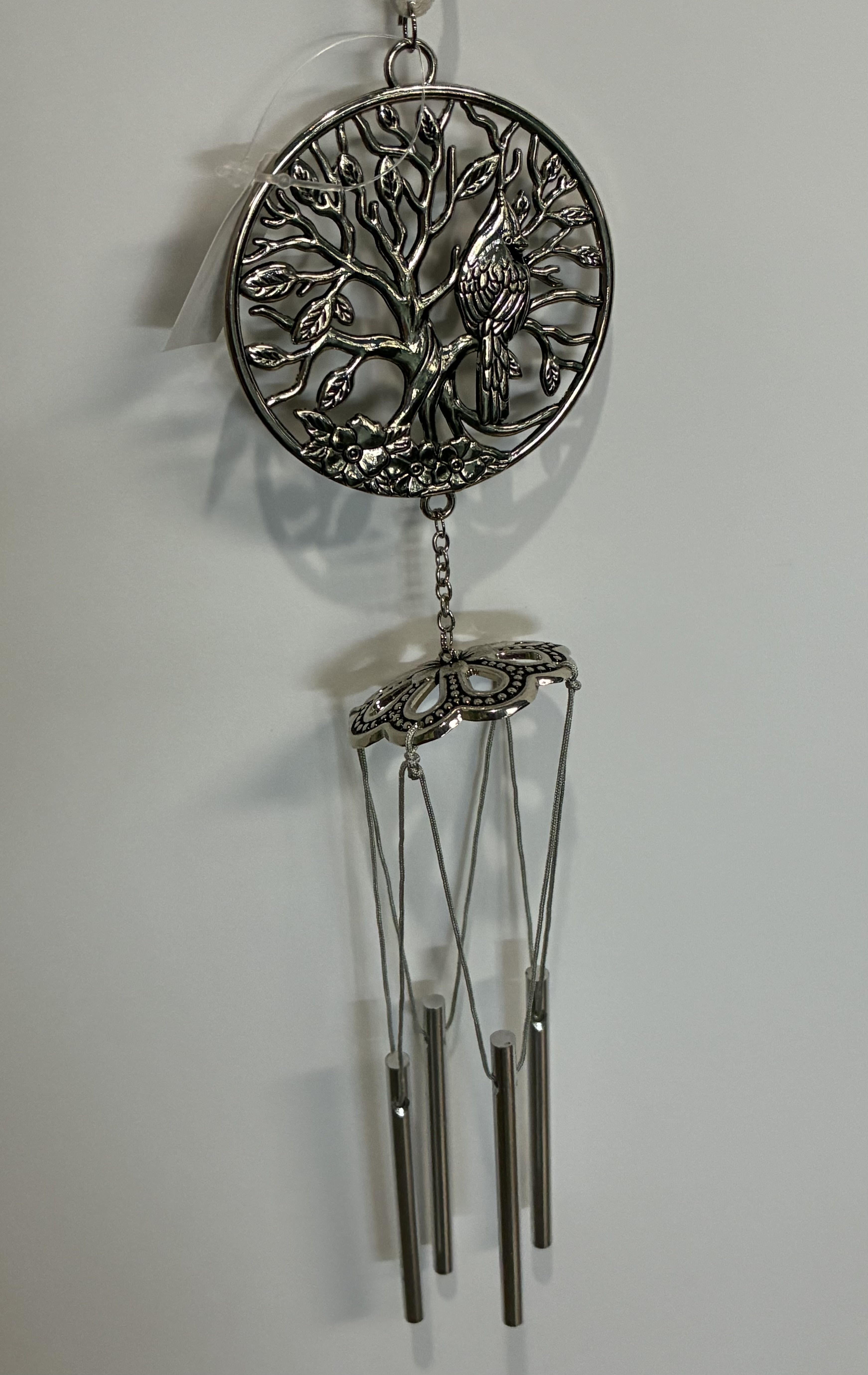 MIni Tree of Life With Cardinal Wind Chime - Mini Metal Tree of Life With Cardinal Wind Chime. 9 1/2 H.