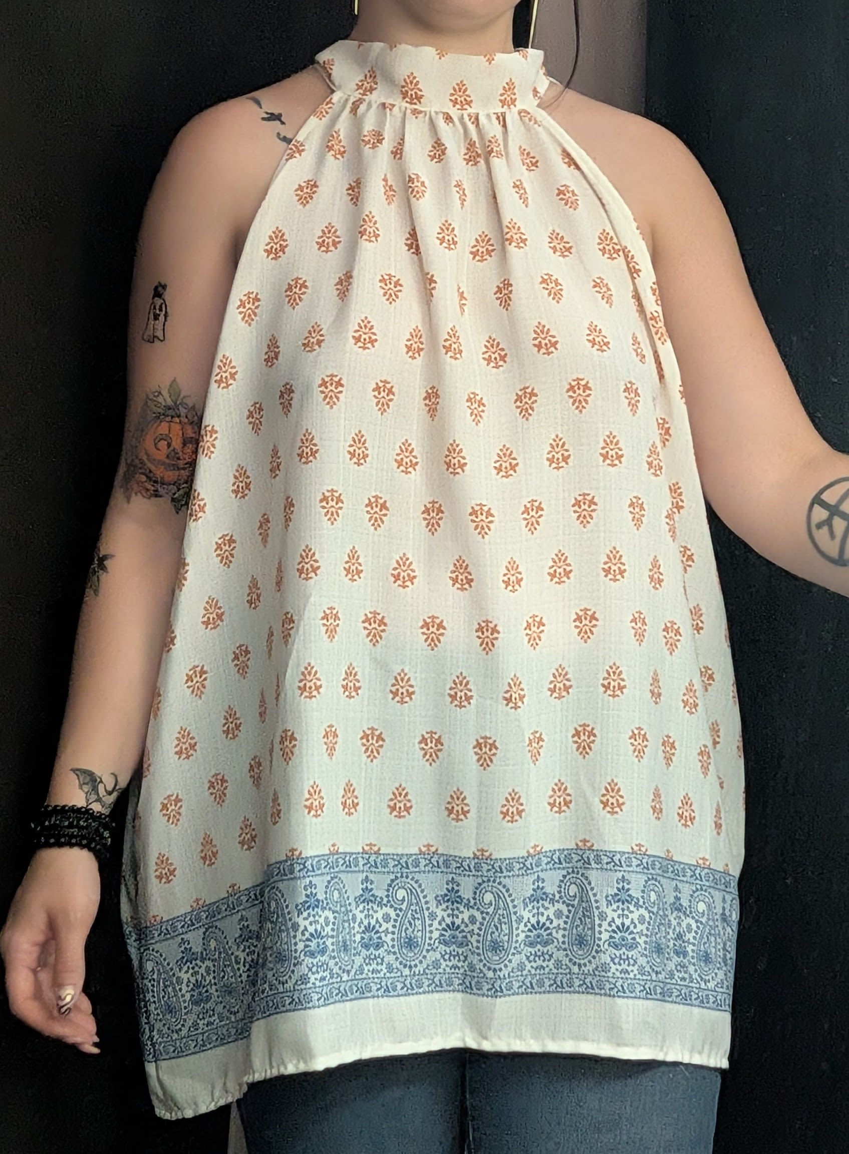 Plus Size Boho Sleeveless Top - Soft Sleeveless boho patterned top available in 1X and 2X