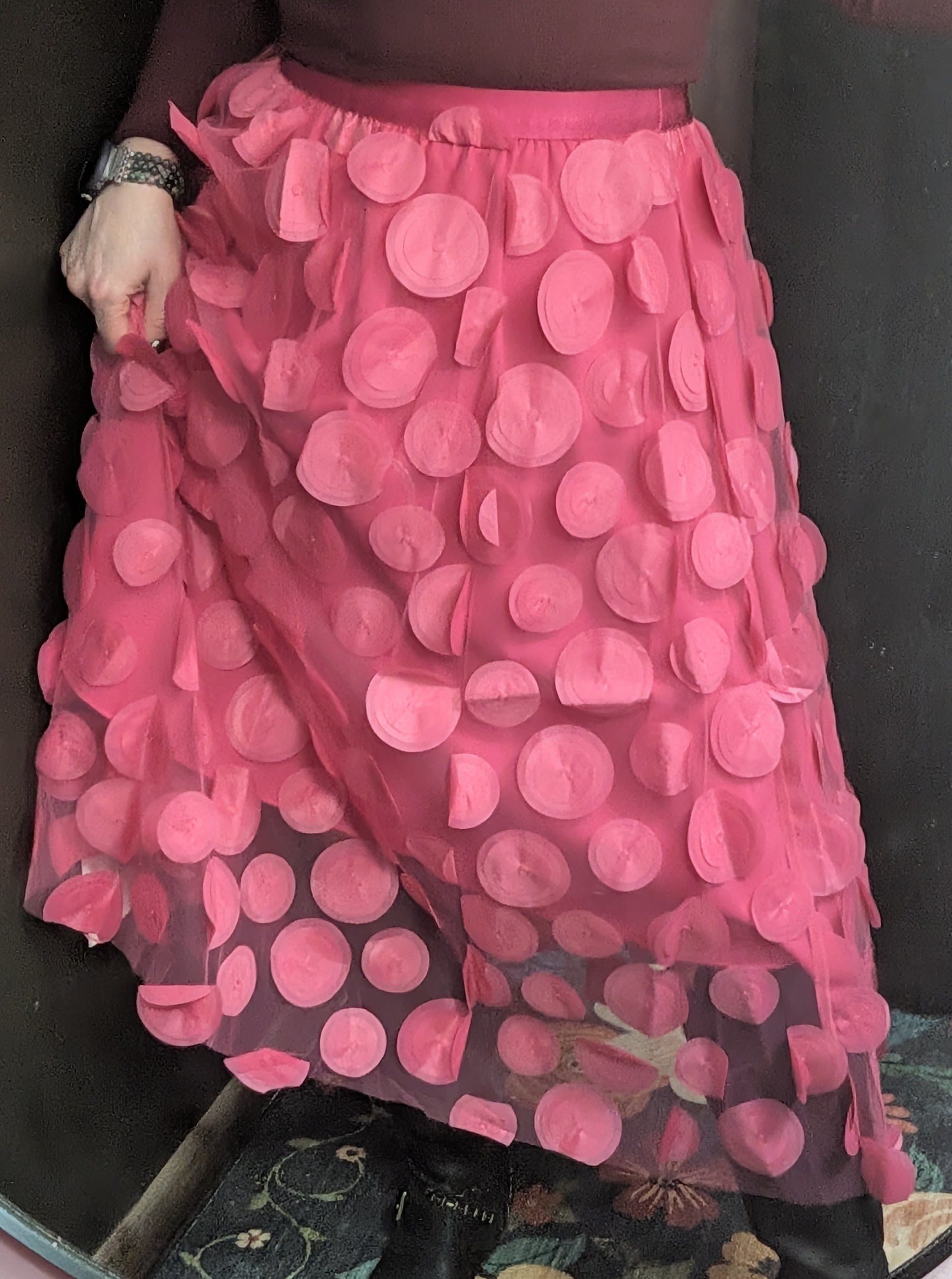 Polka Dot Tulle Skirt - Hot Pink or Cocoa with a thick stretchy waist band available in OS
