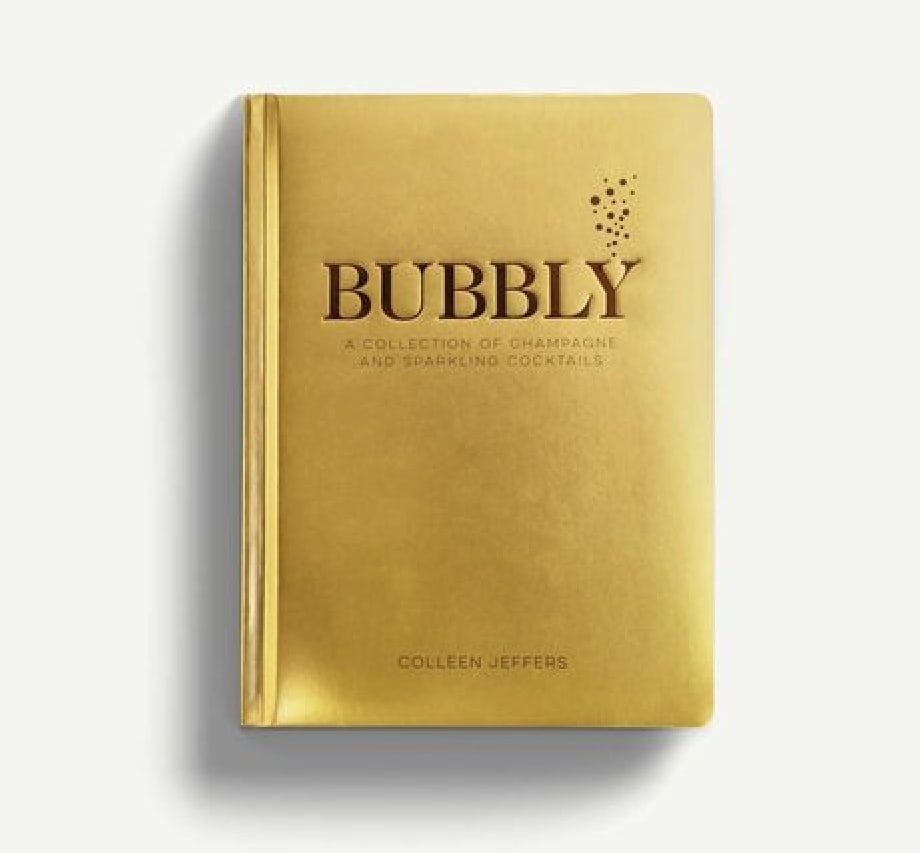 Gold book titled "BUBBLY" on a white background