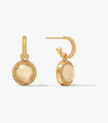 Fleur-de-Lis Hoop and Charm Earring - Iridescent Champagne - Gold Fleur-de-Lis Hoop and Charm Earring with Iridescent Champagne colored stone.   Discover the art of giving at Petals, Wilmington, Delaware’s destination for luxury gifts and home décor. Our curated collection features beautifully crafted items for every occasion — birthdays, weddings, anniversaries, holidays, and life’s special celebrations. At Petals, we believe every gift should tell a story. From hand-poured candles and elegant keepsakes to stylish home accents, gourmet treats, and floral-inspired décor, our selection combines timeless charm with modern sophistication. Each piece is chosen with care to reflect the quality, creativity, and personal touch our Wilmington customers love.  Same-day delivery available throughout Wilmington and nearby areas including Greenville, Hockessin, Newark, and the Brandywine Valley Whether you’re looking for a thoughtful hostess gift, a luxury home accent, or something simply beautiful to brighten someone’s day, Petals offers fine gifts and personalized service that make every occasion memorable. Visit our Wilmington boutique or shop online today — and see why Petals is Delaware’s trusted name for fine gifts and inspired giving.