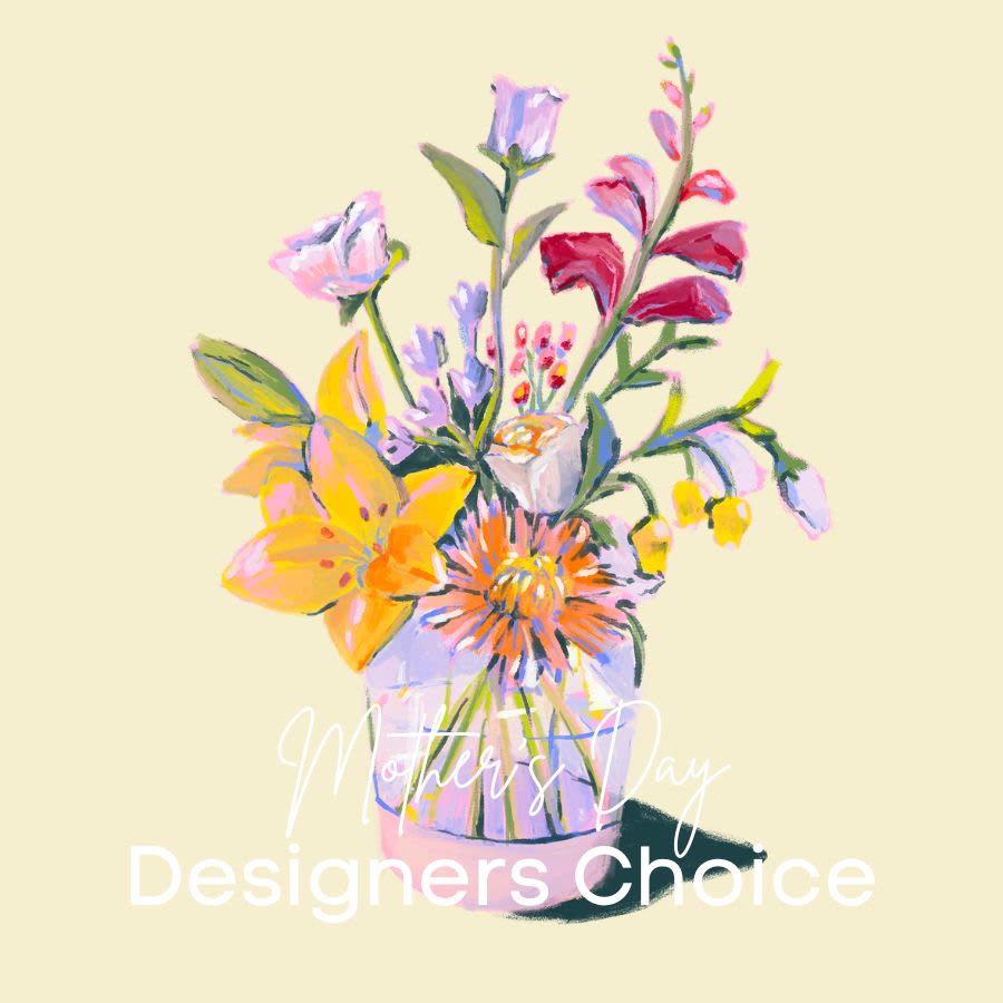 Mother's Day Designer's Choice: Spring Vase Arrangement - Celebrate Mom with a one-of-a-kind masterpiece. Our Mother’s Day Designer’s Choice Vase Arrangement is a celebration of the season, artfully crafted by our expert floral designers using the morning's freshest and most vibrant blooms. Because this is a bespoke creation, our team hand-selects each stem to ensure a joyful, colorful palette of peak-season favorites like tulips, roses, and lilies that capture the essence of spring. Every arrangement is expertly crafted and placed in a premium vase, bursting with life. By choosing our Designer’s Choice option, you are trusting our local artists to use the highest quality flowers available on Mother's Day, resulting in a unique, long-lasting gift as special as she is. Please note that while the colors and varieties will vary based on the day's best selection, the stunning quality and artistic spirit of your bouquet remain our top priority.