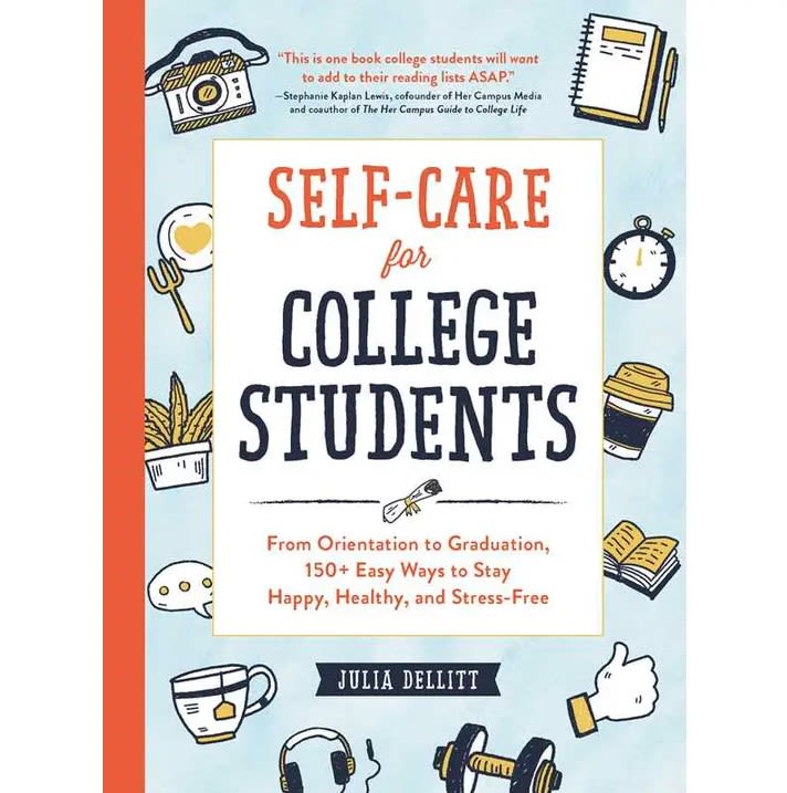 Book cover titled Self-Care for College Students with illustrated icons