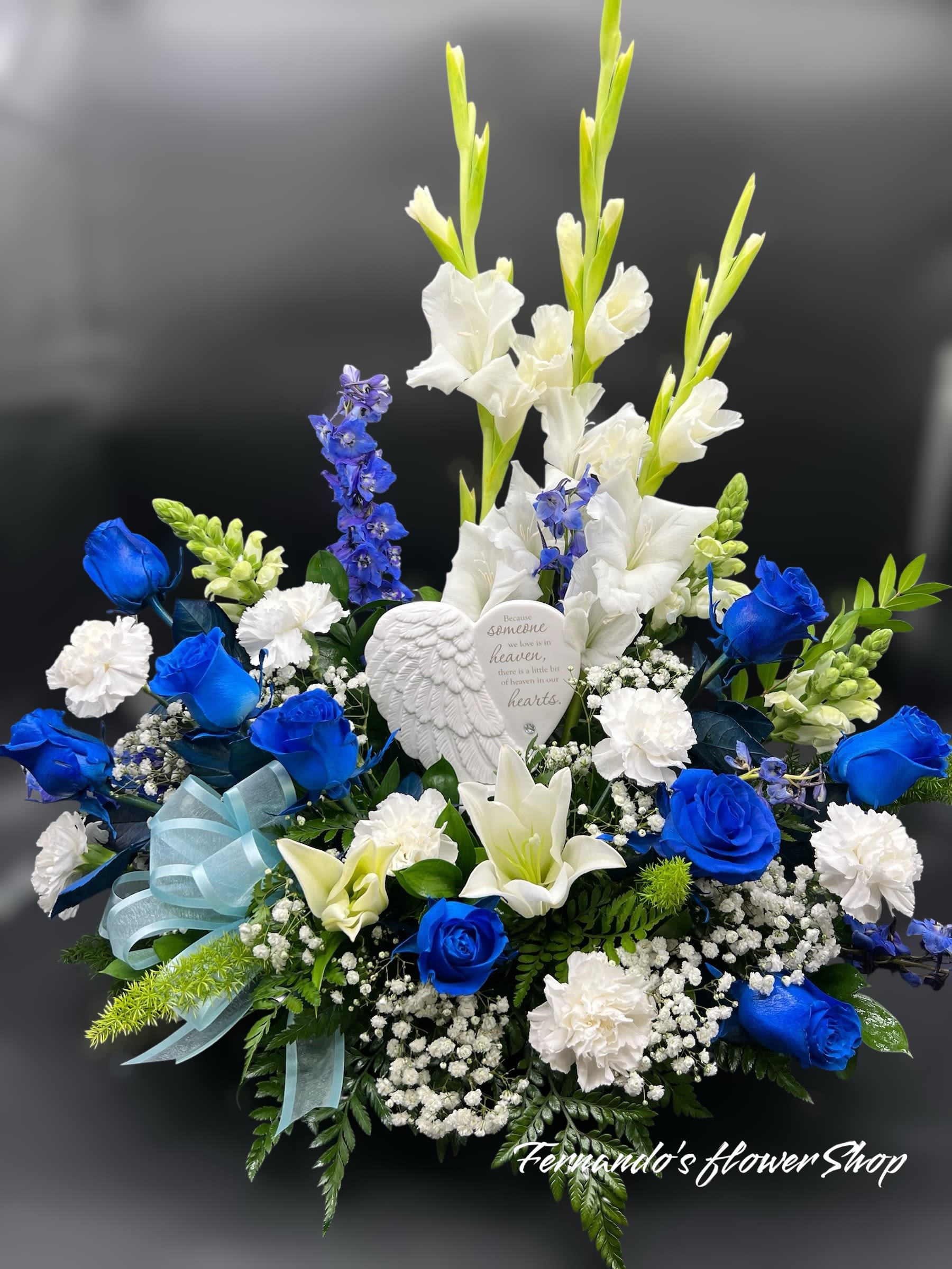 Angel’s  - Angel Porcelain Snaps Dragon Gladiolas Blue Tinted Roses, Lilies Baby Breath Color can be Change!!