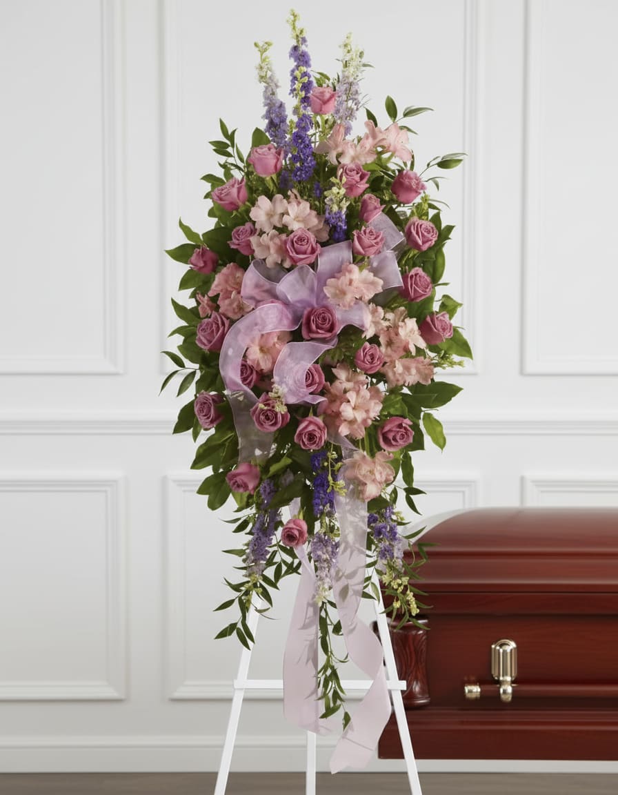 Finest Farewell Spray - Utterly feminine, this spray is an extraordinarily beautiful way to bid farewell to someone who will remain forever in your heart. A bevy of lovely lavender flowers will soothe souls and deliver strength and hope to those in mourning.