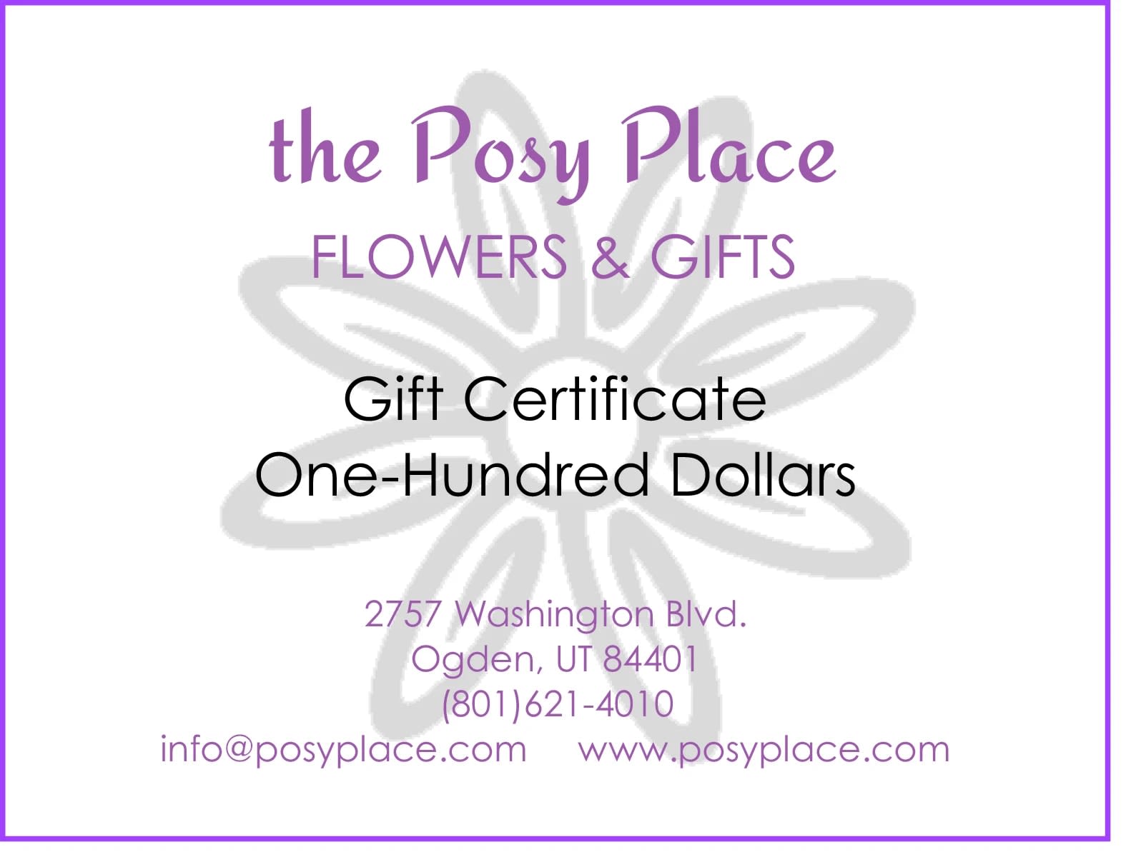 Gift certificate from The Posy Place Flowers &amp; Gifts