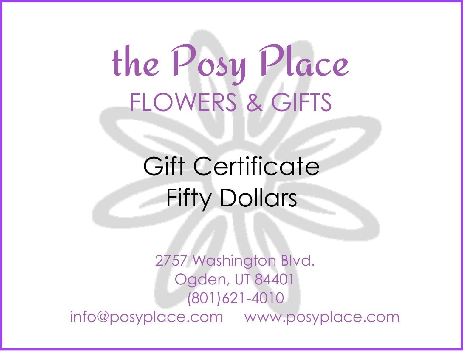 Gift certificate from The Posy Place Flowers &amp; Gifts