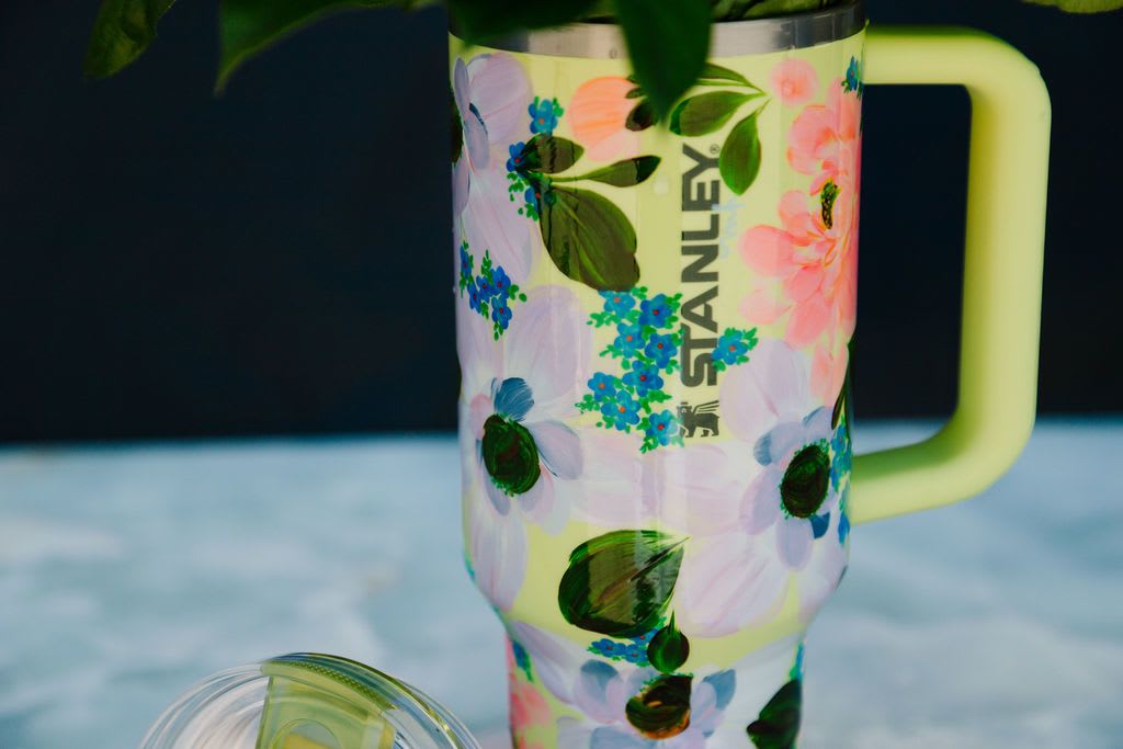 Garden Glow (Tumbler Only) - This tumbler is a one-of-a-kind, hand-painted piece sealed with a clear gloss powder coat—dishwasher safe, chip-resistant, and made to last; by artist Melanie Haggard @meligrafi. Want the tumbler with flowers? Just click the “Occasions/Mothers Day” tab at the top of the page.