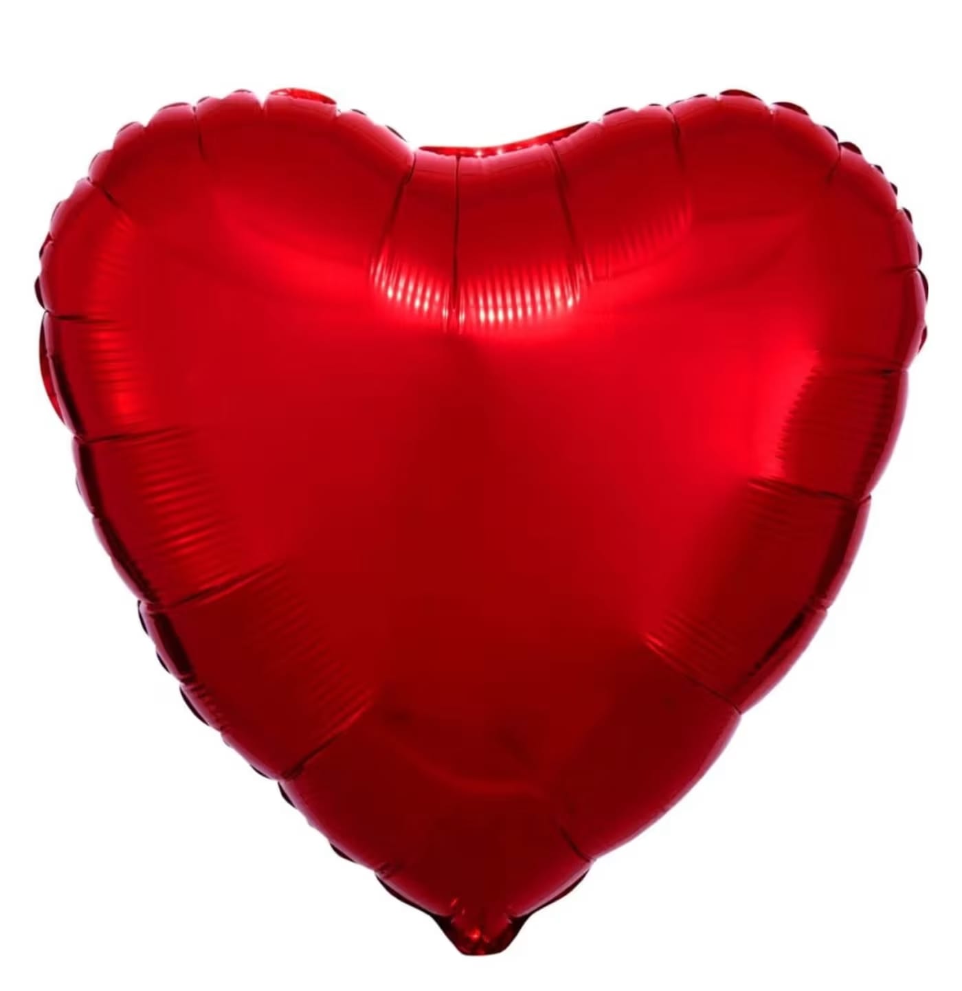 Red heart-shaped foil balloon on a white background