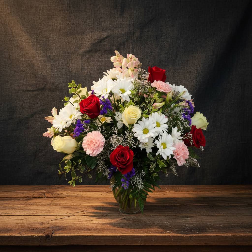 Be My Love - Huntsville delivery - Mixed arrangement of roses, carnations,  daisies, and alstroemeria.
