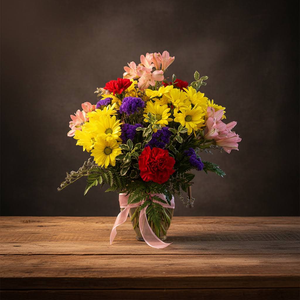 Burst Of Summer - Huntsville delivery - Vase full of vibrant colored flowers.