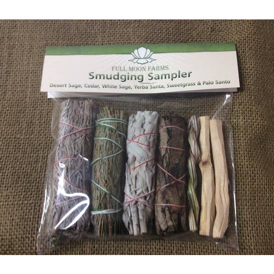Smudging Sampler  - This wonderful sampler is a great way to try some of our best Smudging wands. Desert Sage, Cedar, White Sage, Yerba Santa, Sweetgrass, &amp; Palo Santo