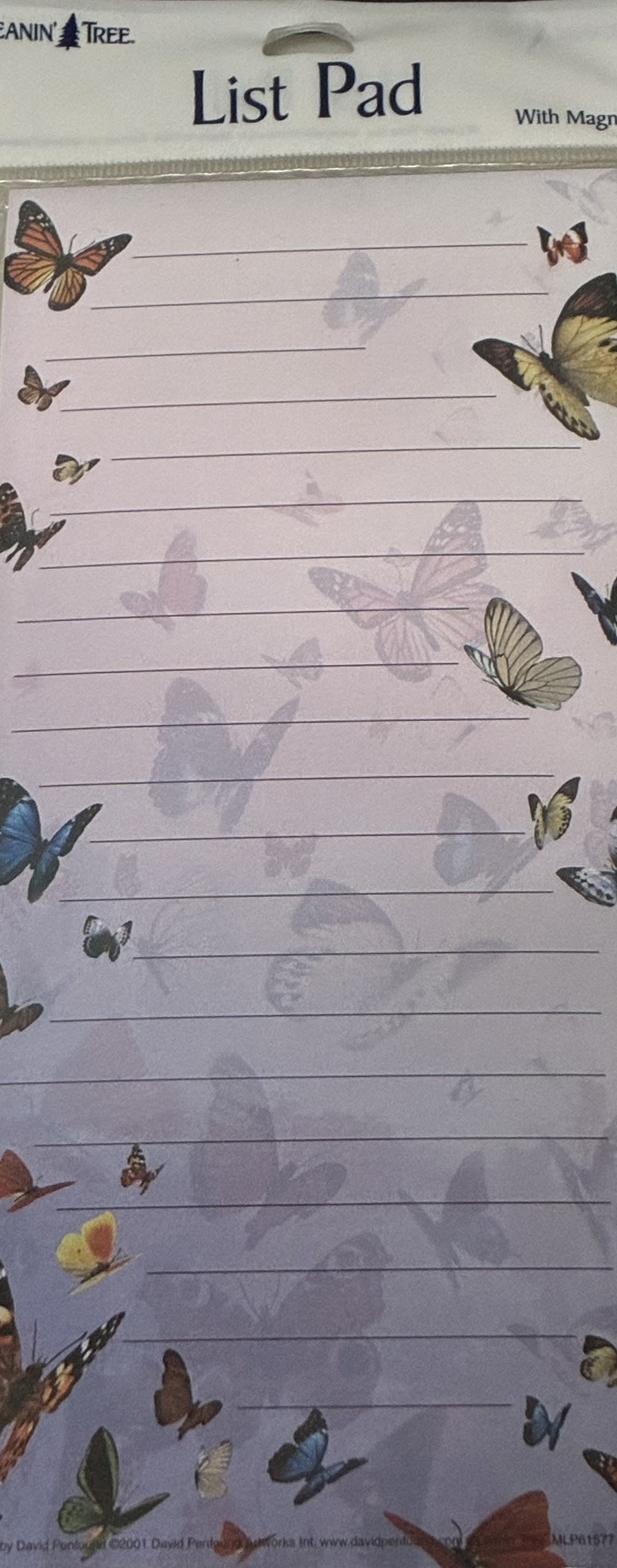 Butterfly List Pad  - Butterfly List Pad With Magnet. 9 Inch X 4 Inch