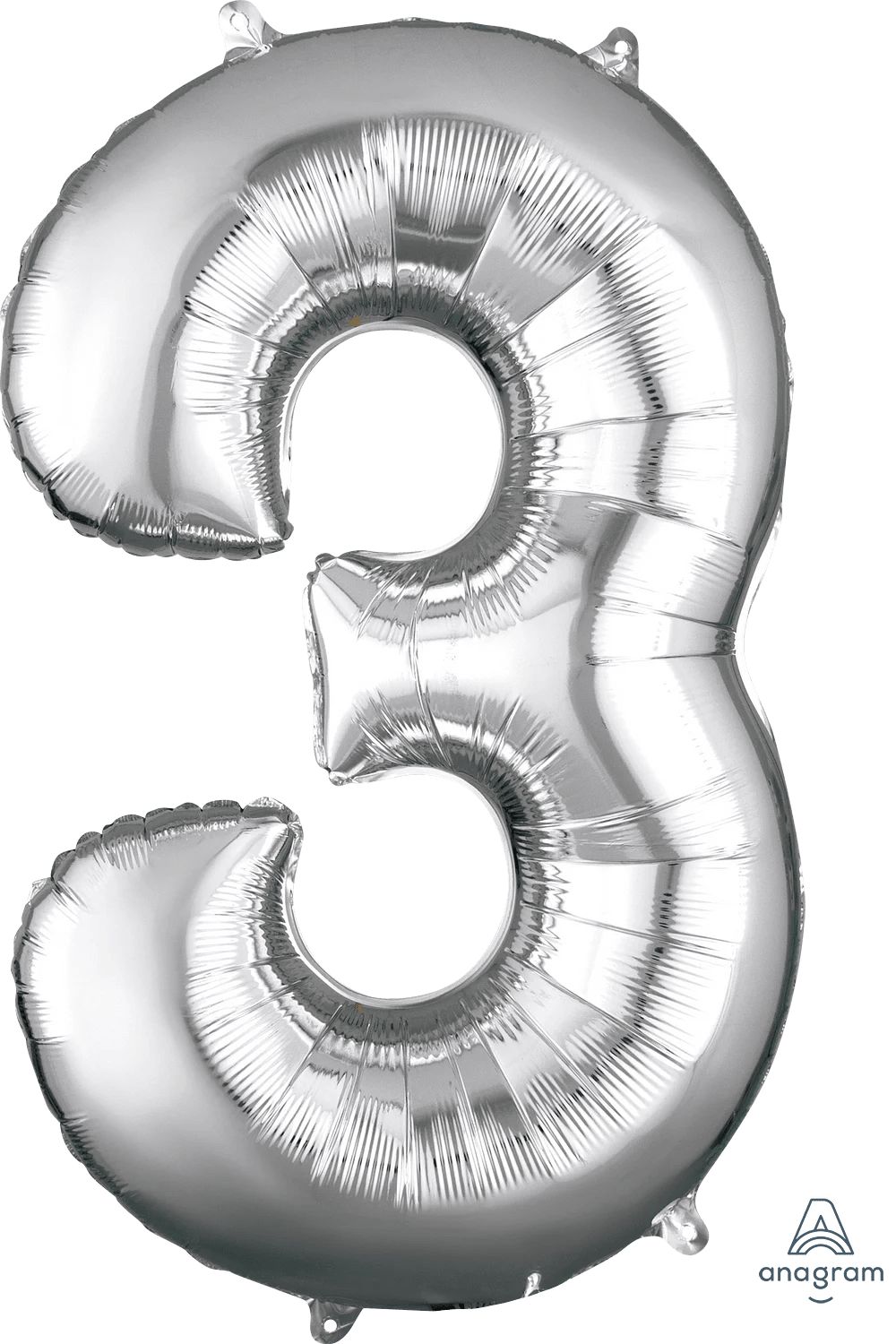 Silver number 3 foil balloon