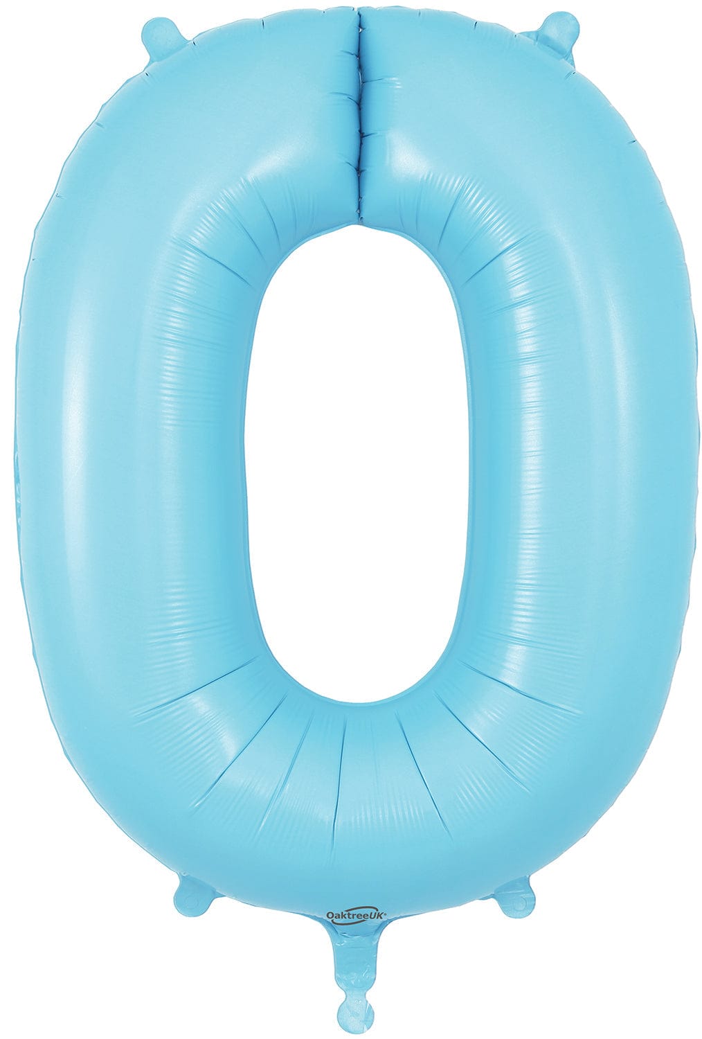 Light blue number 0 foil balloon on a white background