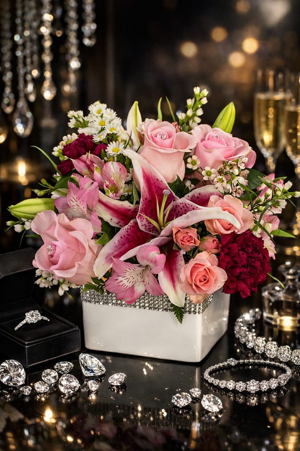 Blush Cut Rose’ - Some people enter your life and change the way ordinary moments feel. A first date, a first kiss, an anniversary, or a simple reminder that says “you still matter to me.” Blush Cut Rose’ was inspired by those unforgettable feelings.  Romantic, elegant, and softly feminine, this arrangement is designed to make someone feel cherished. It is a beautiful choice for anniversaries, birthdays, romance, thank you gifts, congratulations, thinking of you moments, or any occasion where flowers need to say what words cannot.  With graceful color, lush texture, and a polished presentation, Blush Cut Rose’ creates the kind of gift people remember because of how it made them feel.  The Standard version offers a lovely expression of love and appreciation. The Deluxe version includes additional blooms for greater fullness and visual impact. The Premium version features even more flowers throughout the design for a lush, luxurious presentation made to impress.  Blush Cut Rose’ is a heartfelt way to celebrate love, honor a special moment, and remind someone they are deeply appreciated.  Flower varieties may vary; overall style, colors, and value will be maintained.
