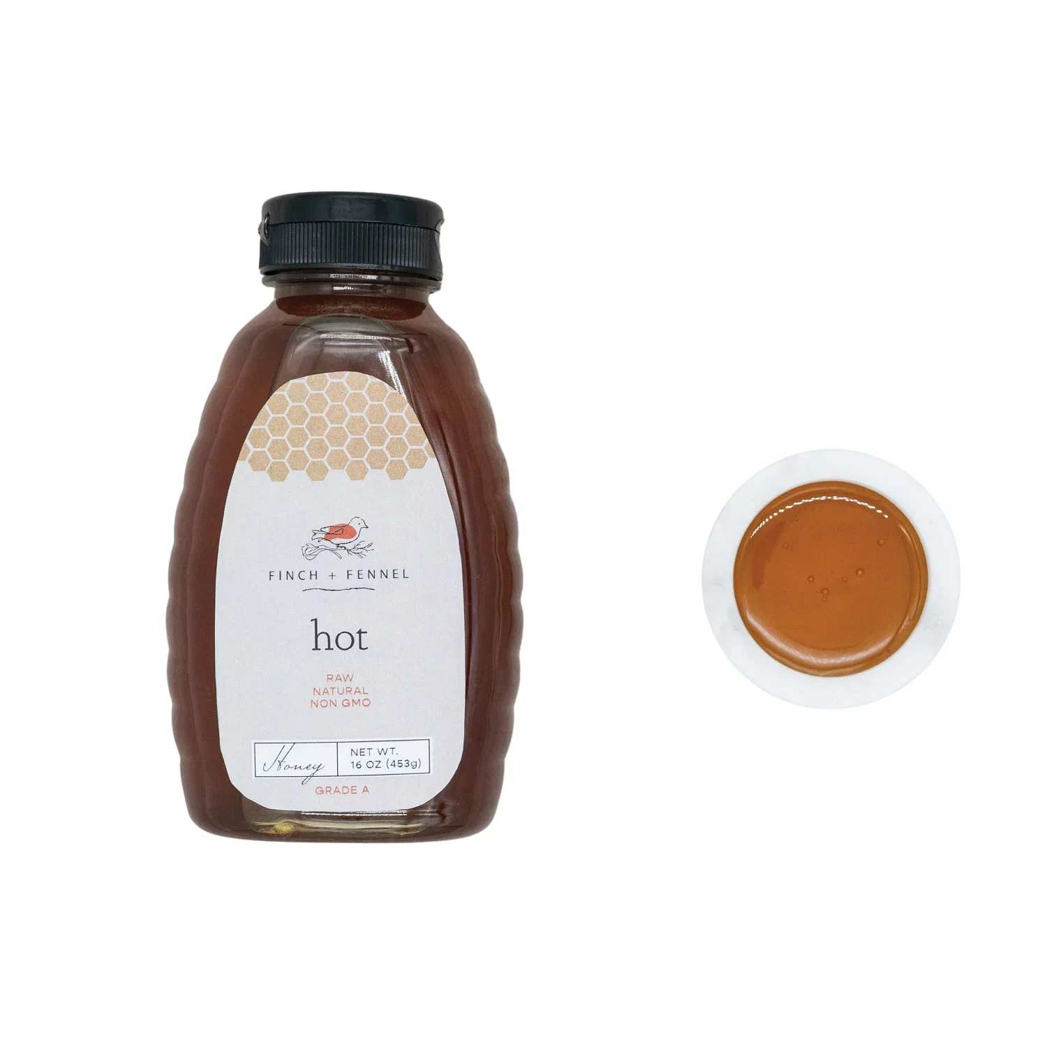 Finch + Fennel 16 oz. Grade A Hot Honey - Product Attributes: Kosher, Gluten Free 