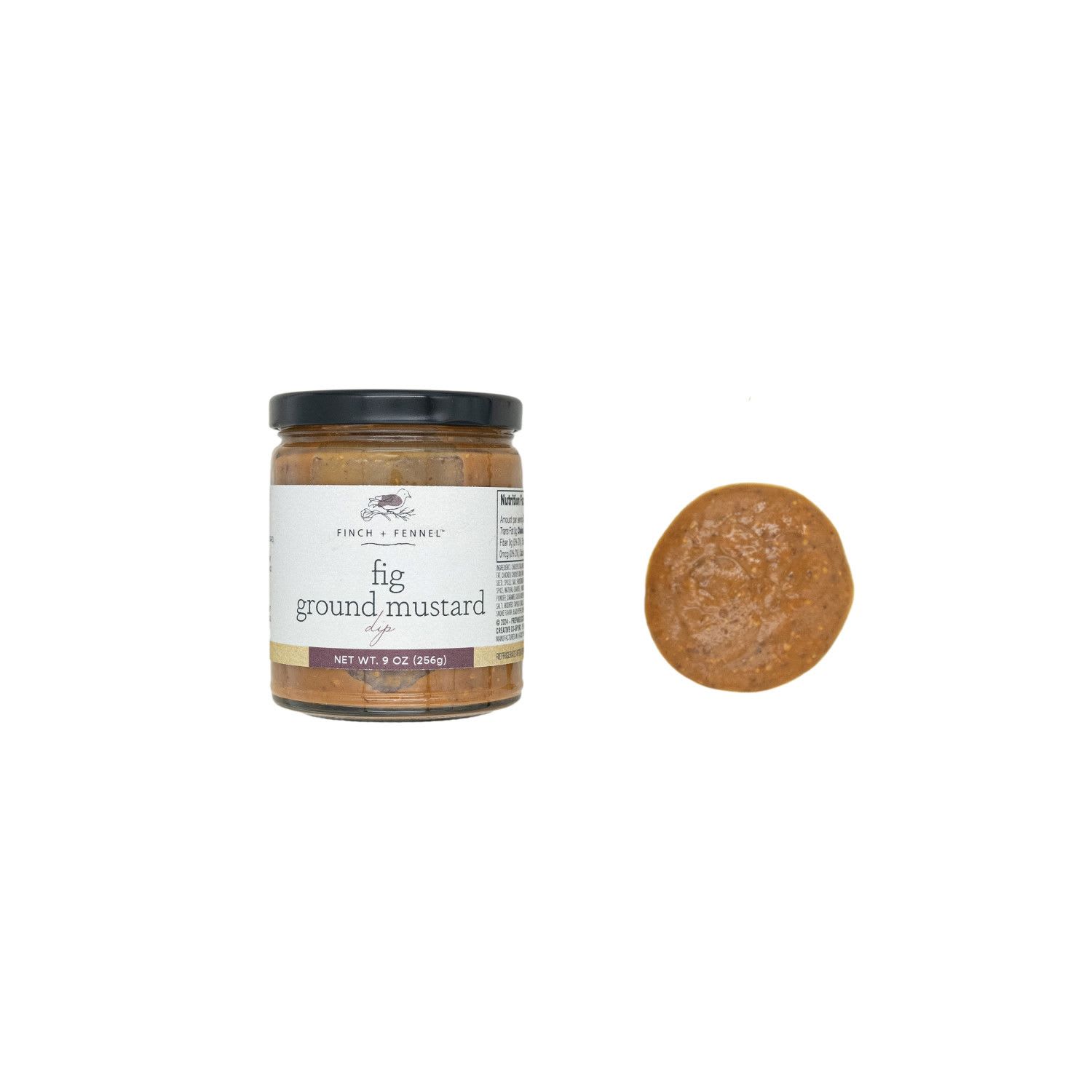 Finch + Fennel Fig Ground Mustard Dip - Our Fig Ground Mustard Dip is perfect on pork chops, roasted chicken and burgers. Serve as a dip on your favorite charcuterie board, or mix into your next batch of German style potato salad.