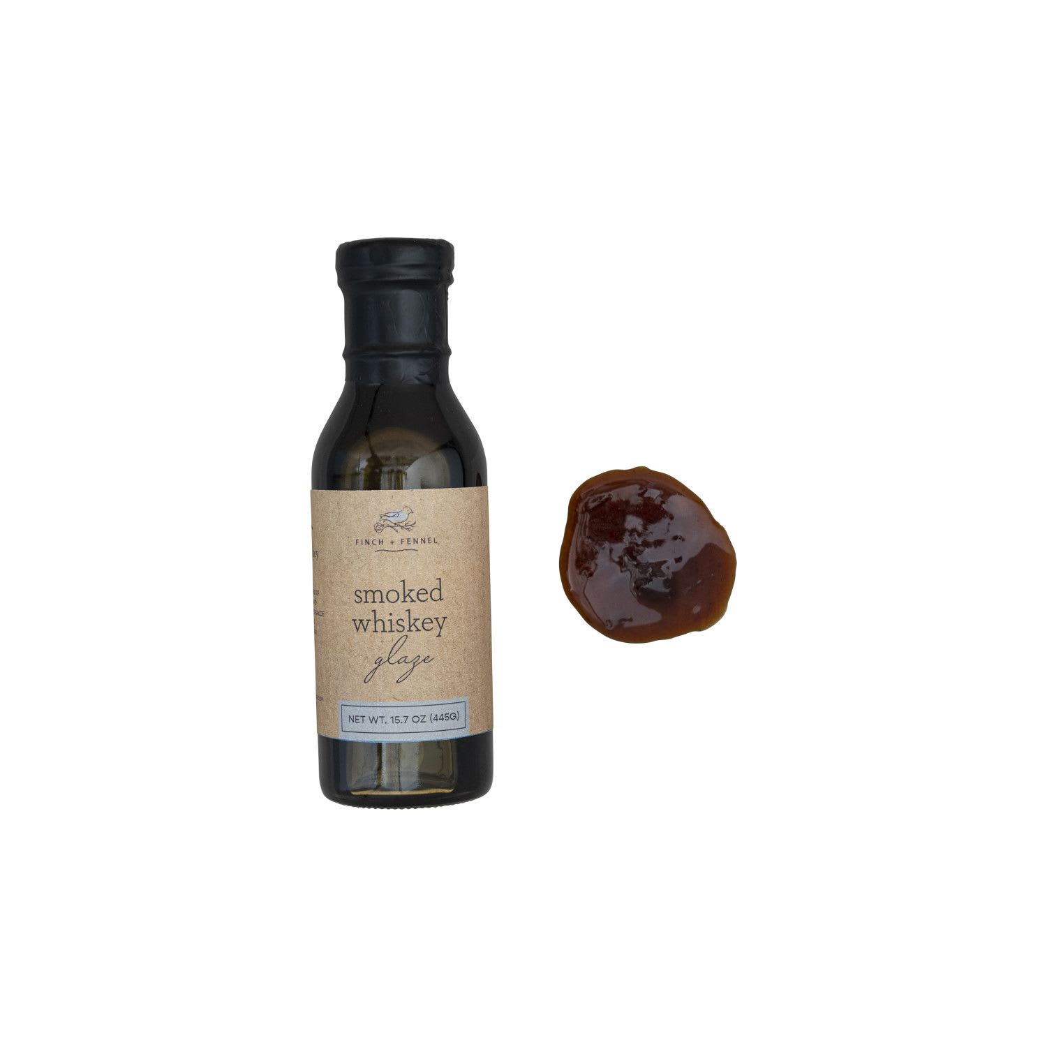 Finch + Fennel Smoked Whiskey Glaze - Our Smoked Whiskey Glaze is a perfect blend of sweet, savory, and boozy. This thick sauce is great to coat chicken wings or brush on a pork tenderloin.